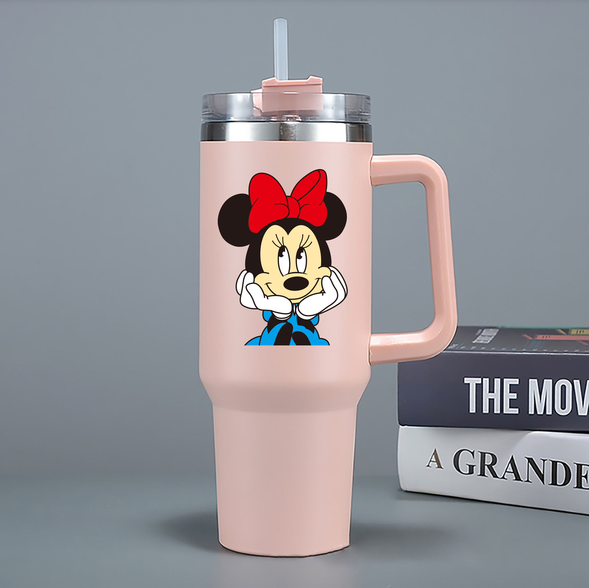 （画像用） ミッキーマウス Mickey Mouse 1200mL車用タンブラー - クリスタルステッカー（プラスチックストロー付き）